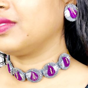 Sambalpuri Fabric Choker Necklace & Earrings Set