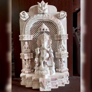 Lord Ganesha mesh detail Pink Stone Statue