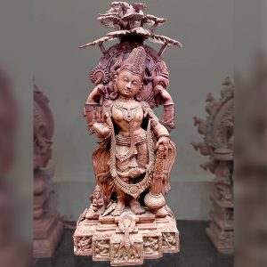 Lord Vishnu Pink Stone Statue