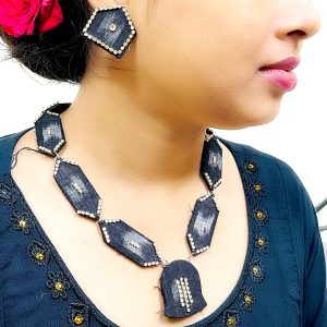 Sambalpuri Fabric Necklace & Earrings Set