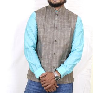 Premium Tussar Silk Handwoven Nehru Jacket