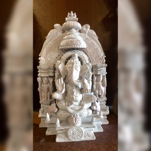 Lord Ganesha Pink Stone Statue
