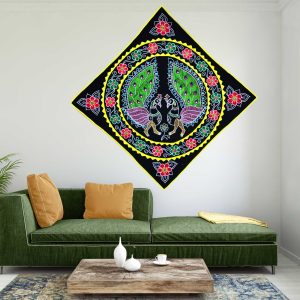 Peacock Floral Patterened Multicolour Chandua