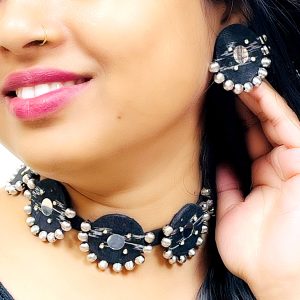 Sambalpuri Fabric Choker Necklace & Earrings Set