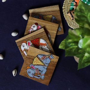 Handpainted Wooden Pattachitra  Coasters – Set of 4