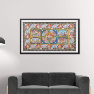 Patta Painting of Shree Krishna and Ganesha