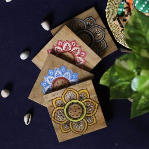 Handpainted Wooden Pattachitra  Coasters – Set of 4