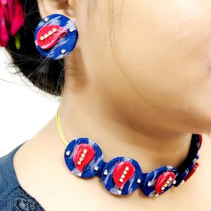 Sambalpuri Fabric Choker Necklace & Earrings Set