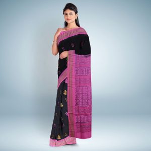 Mystic Maroon Bomkai Cotton Saree