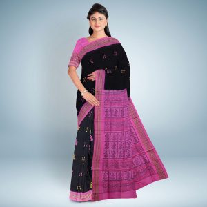 Mystic Maroon Bomkai Cotton Saree