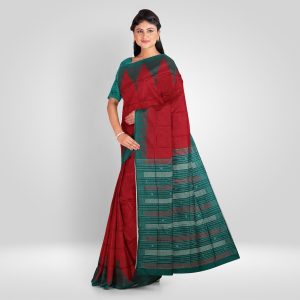 Jasper Temple Design Ikat Bandha Sambalpuri Silk Saree