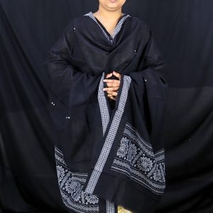 Handloom Nuapatna Cotton Dupatta(Black)