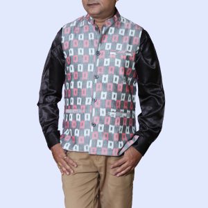 Multi Color Sambalpuri Cotton Nehru Jacket