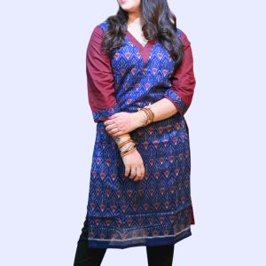 Sambalpuri Designer Readymade Blue Marron Kurti