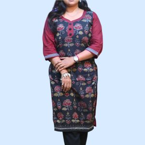 Sambalpuri Designer Readymade Black Rose Design Kurti