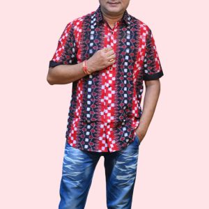 Red Black Sapta Mens Handloom Shirt