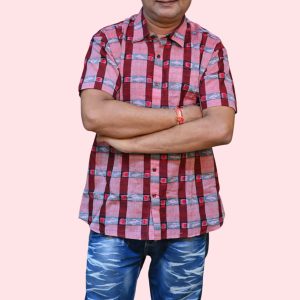 Marron Stripes on Pink Mens Handloom Shirt