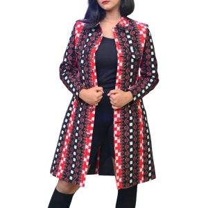 Black & Meron  Ladies Sambalpuri Long Blazer