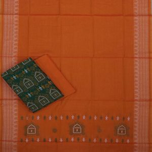 Dark Spring Green Tribal Design Bomkai Dress Set