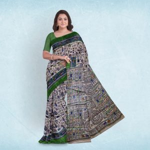 Multi Color Tribal Design Tussar Silk Saree
