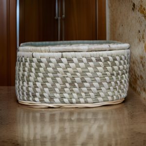 Handcrafted Sabai Grass Handmade Multi-Use Chapati & Roti Hot Box / Bread Basket / Storage Box / Casserole Dish for Kitchen (20x9x7 inch) – Off  White