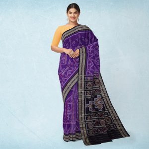 Blue-Violet (Color Wheel) Nuapatna Cotton Saree