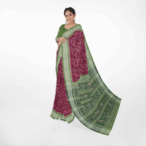 Tribal Design Temple Border Sambalpuri Cotton Saree