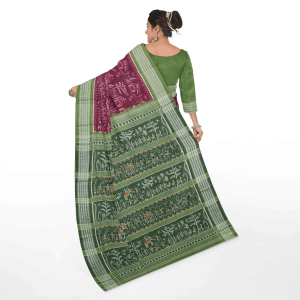Tribal Design Temple Border Sambalpuri Cotton Saree