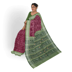 Tribal Design Temple Border Sambalpuri Cotton Saree