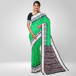 Green (Crayola) Pasapali Motifs Sambalpuri Silk Saree