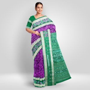 American Purple Intricate Floral Motif Sambalpuri Silk Saree