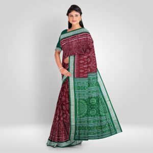 Philippine Brown Tribal Motif Sambalpuri Silk Saree