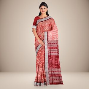Elaborated Floral Motif Sambalpuri Silk Saree