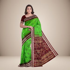 Multi Motif Temple Border Bomkai Silk Saree