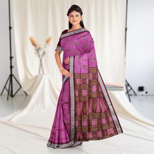Box Patterned motifs Bomkai Silk Saree
