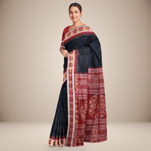 Mini Floral Motif Body With Pasapali Motif Border Sambalpuri Silk Saree
