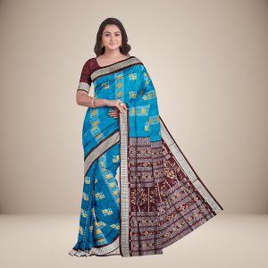 Pasapali and Floral Motifs Bomkai Silk Saree