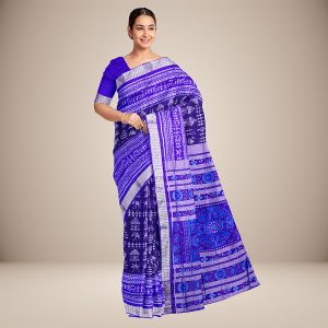 Blue Tribal Motif Sambalpuri Silk Saree